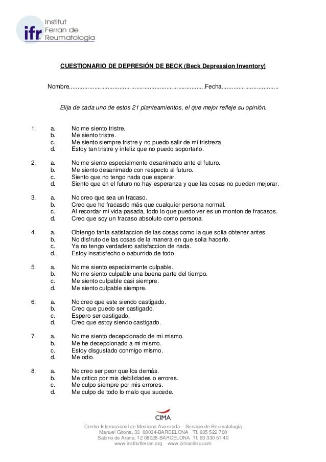 inventario beck depresion